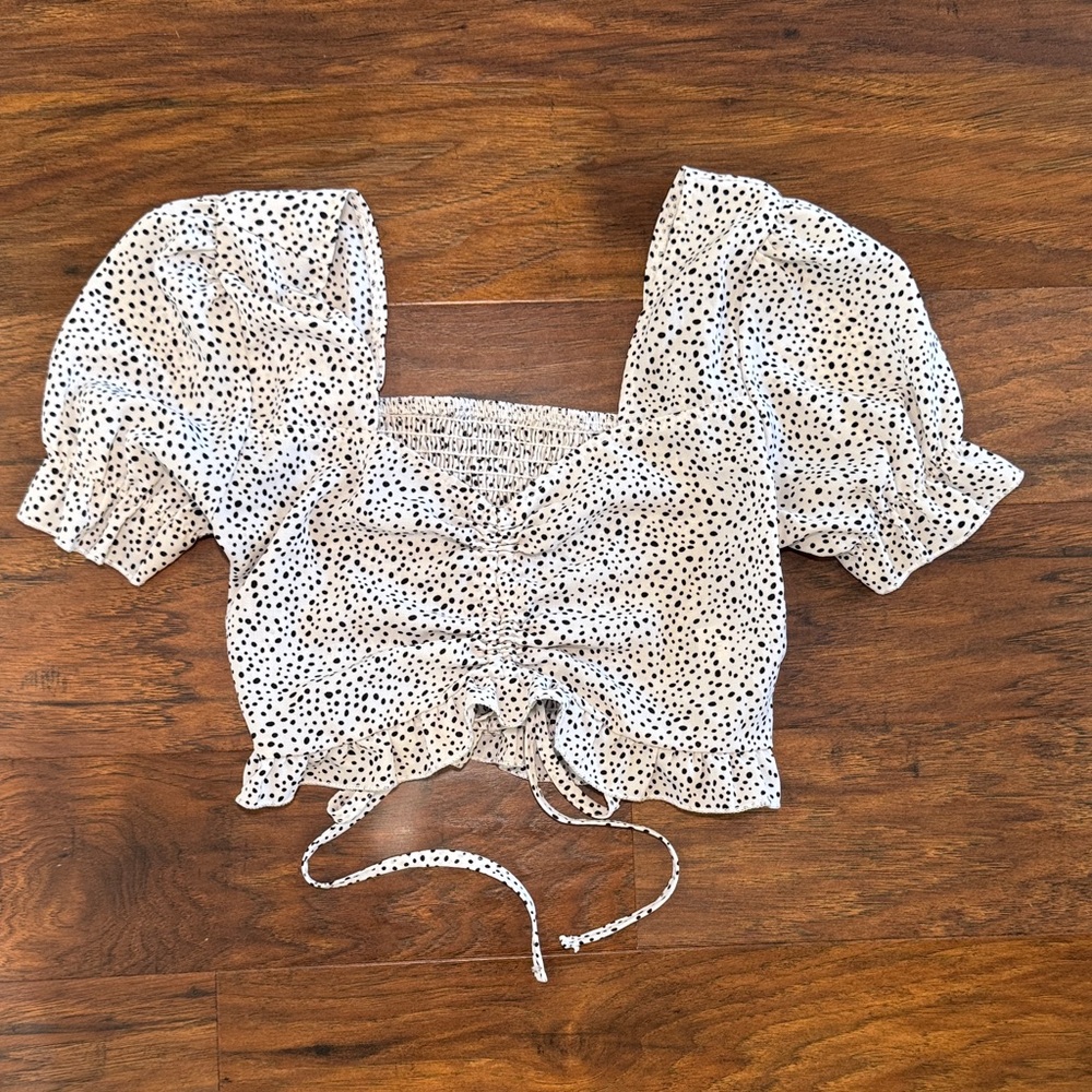 Elegant Black and White Polka Dot Blouse